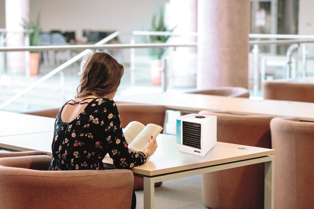 MINI CLIMATIZADOR DE AIRE FRÍO CON FUNCIÓN HUMIDIFICADORA - JOCCA ECO CLIMATE. PINGÜINO PORTÁTIL. VENTILADOR PERSONAL. REFRIGERA