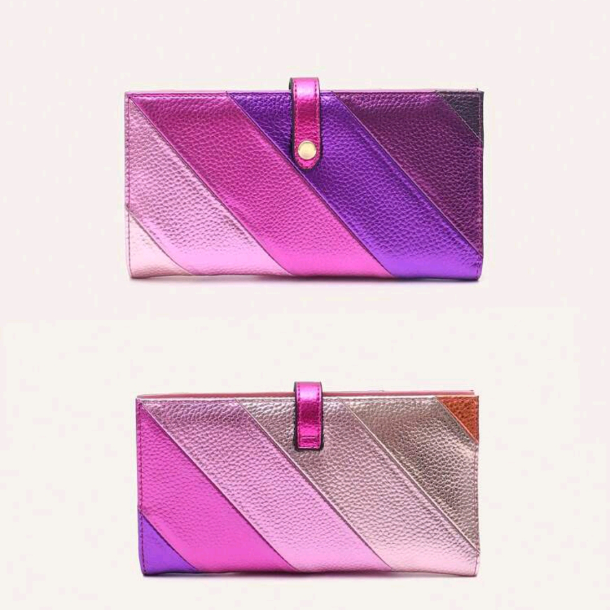 Fashionable style colorful ladies high-end striped avant-garde dinner wallet clutch: PURPLE