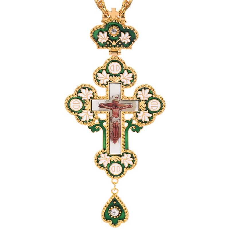schultergürtel kreuz orthodoxe Jesus kruzifix anhänger strass kreuz kette Gold religiöse Schmuck Pastor Gebet artikel: XL1695 / mit Kasten