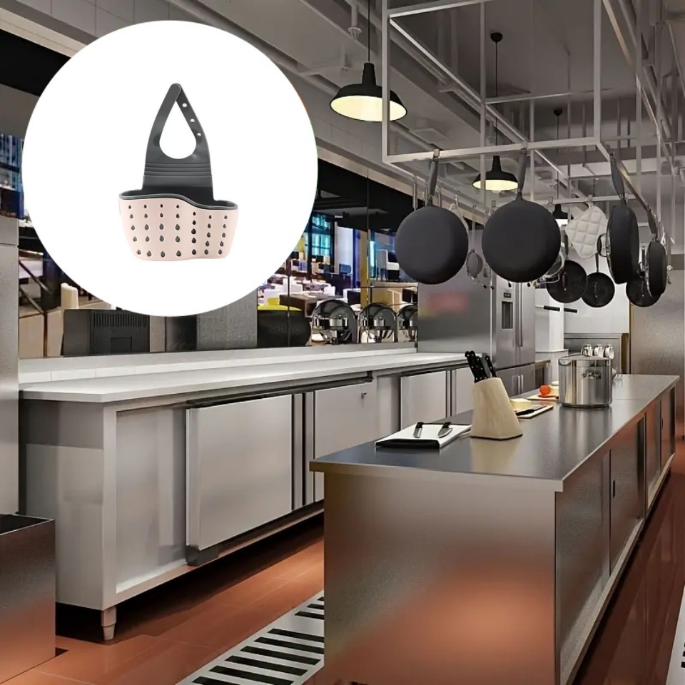 Panier de rangement suspendu pour évier de cuisine, éponge de vaisselle en plastique, sac suspendu, égouttoir de piscine, support de rangement, panier de vidange de robinet