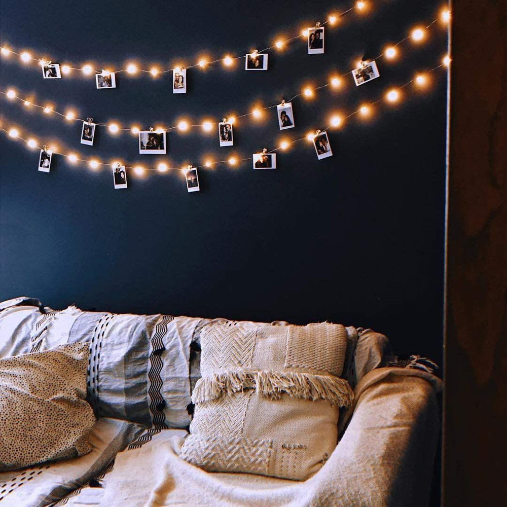 Guirnalda de luces LED con Clip para fotos, 50 luces LED de hadas, 50 Clips para colgar fotos, decoraciones de boda y pared de dormitorio
