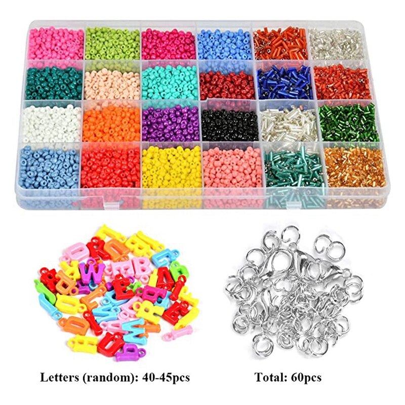 14126Pc Kraal Kit Gemengde Kleur Glass Bead Diy Armband Ketting Materiaal Armband Sieraden Maken En Ambachten Voor Armband Elastische