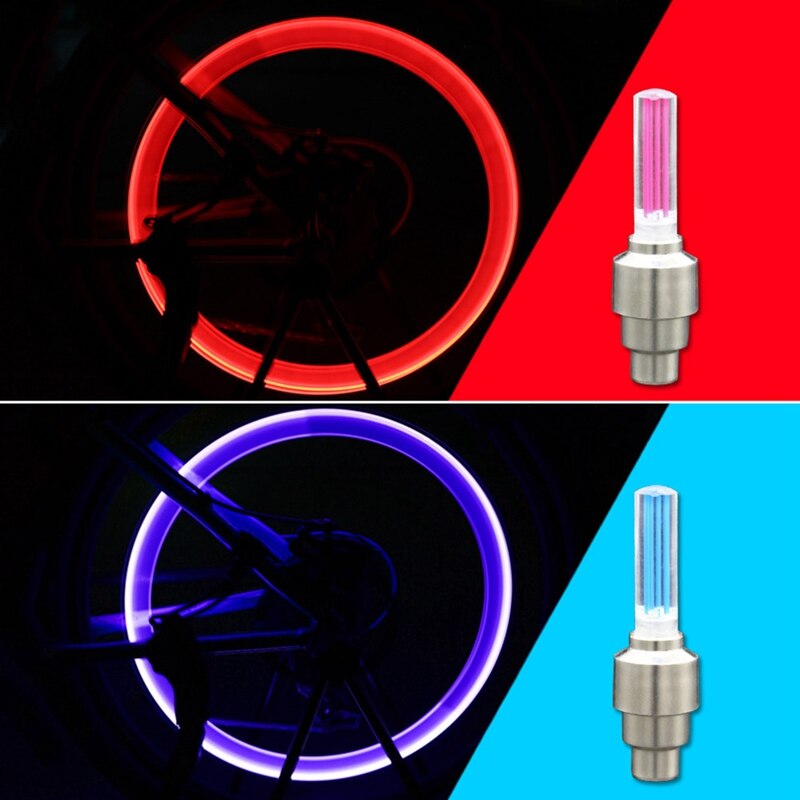 2Stck Fahrrad Motorrad LED-leuchten Reifen Rad Ventil Kappe Licht-Auto Reifen Ventil Kappen Luft Abdeckung Reifen Felge ventil Rad Stengel Deckel