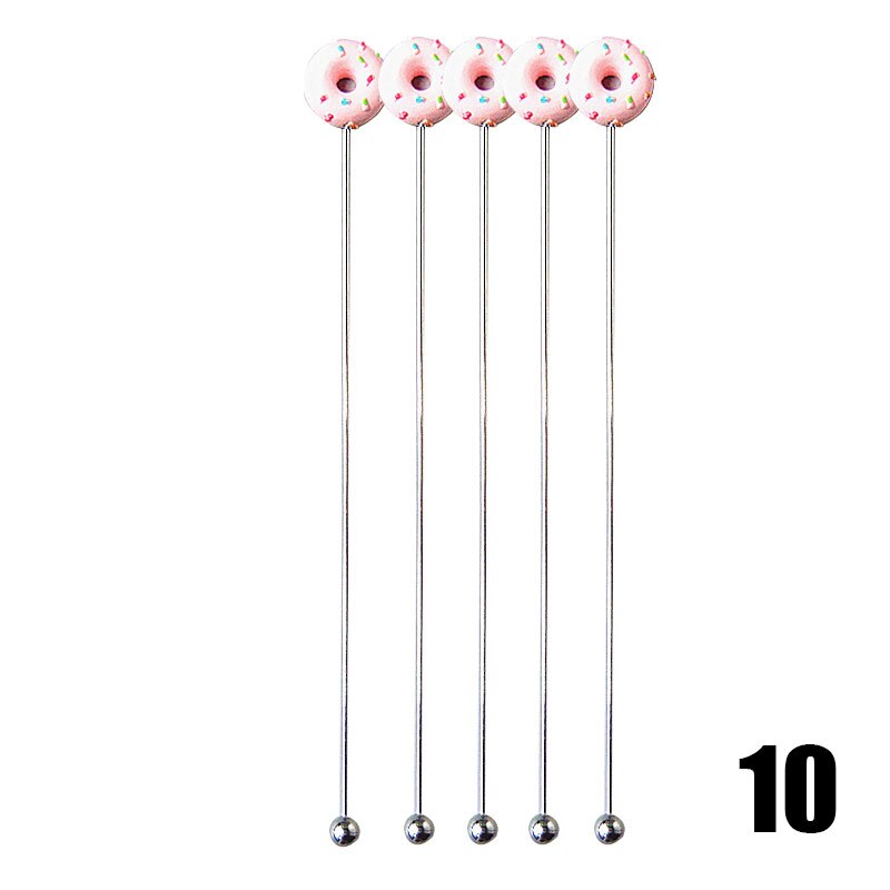 5pcs Kitchen Stainless Steel Doughnut Donuts Coffee Tea Spoon Set/Stirring Stick/Fruit Dessert Pastries Fork Set Donut fork spoo: 10