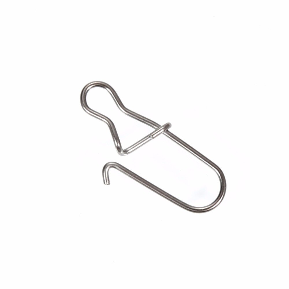 JOSHNESE 50pcs/lot Hook Lock Snap Swivel Solid Rings Safety Snaps Fishing Hooks Connector Stainless Steel