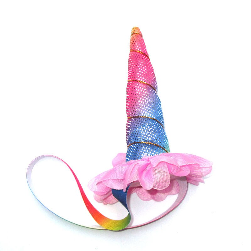 Magical Floral Rainbow Unicorn Horn Head Hats Party Hair Headband Fancy Dress Cosplay Decorative Fairy Party Hats: Sequin Pink
