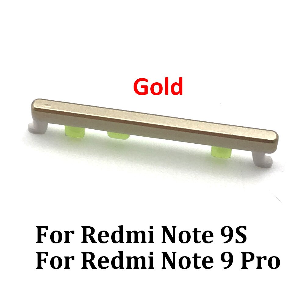 Nowy przycisk włączania i wyłączania głośności przycisk boczny części zamienne do Xiaomi Redmi Note 7 9 10 Pro 9S boczny przycisk zasilania + przycisk głośności: Note 9S 9 Pro Gold