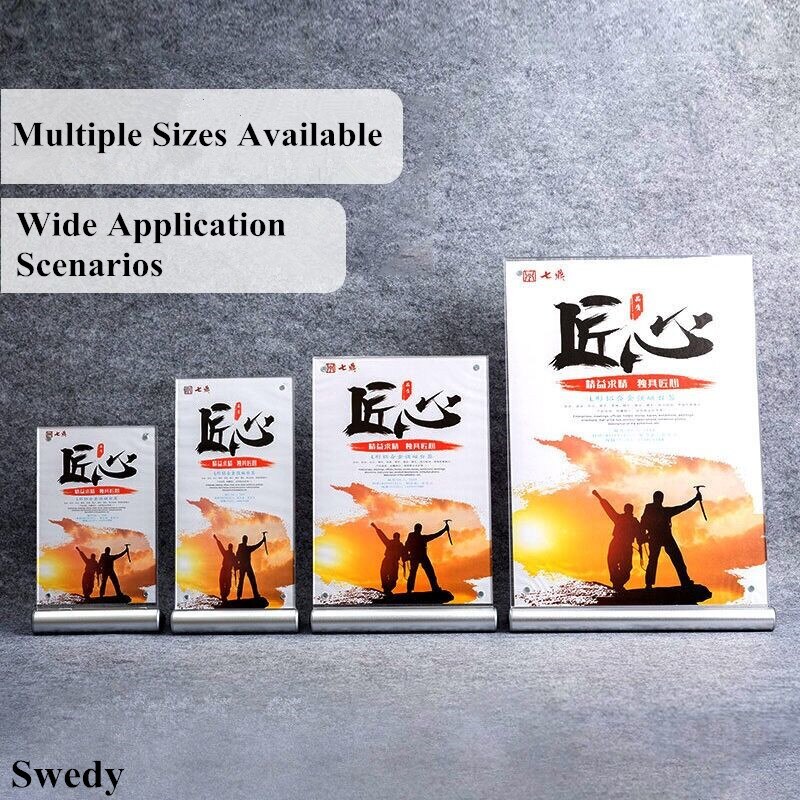 A4 Metal Acrylic Sign Holder Table Menu Holder Display Stand 8.5x11 L Shape Picture Photo Poster Frames For Desk Display