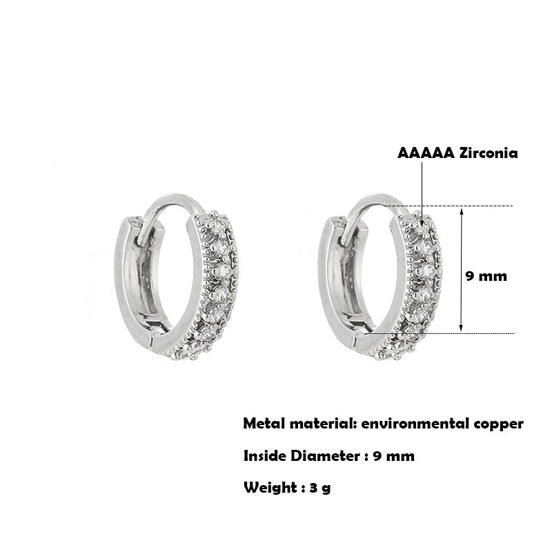 Meisjes Kleine Hoepel Oorbellen Golden/White Crystal Stud Minimale Hoops Tiny Earring Piercing Sieraden Voor Vrouwen Binnen 9 mm