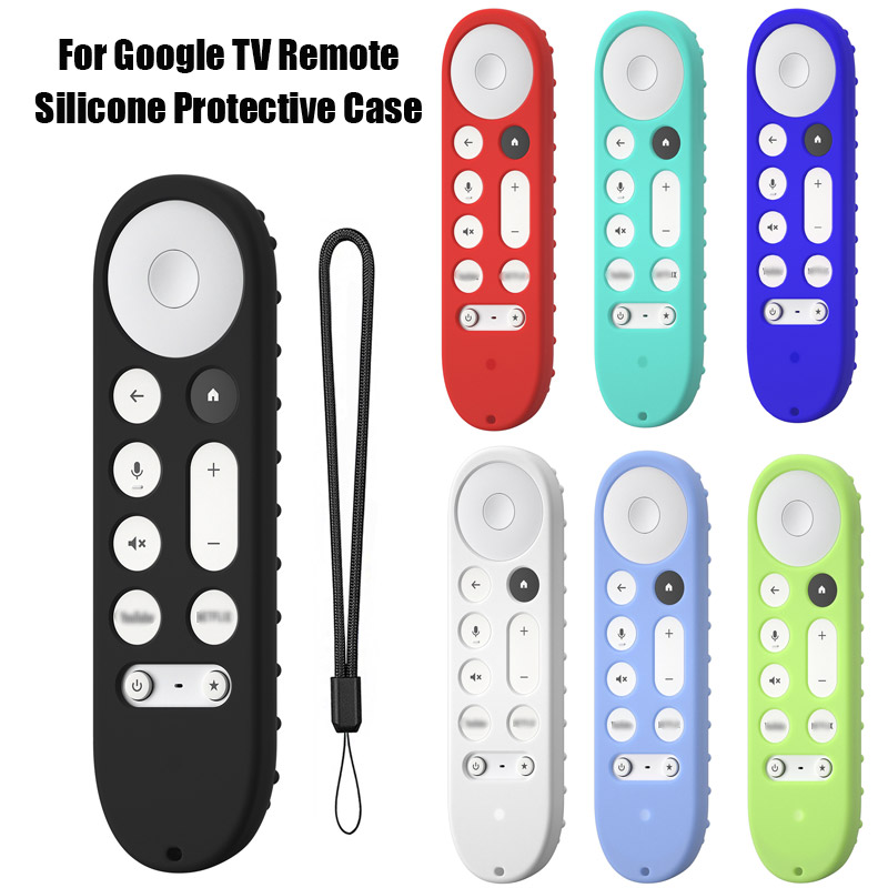 Silikonowe etui ochronne ze smyczą do Google TV Streamer 4K 2024 Voice Remote Control Anti-Slipping Protection Cover Shell