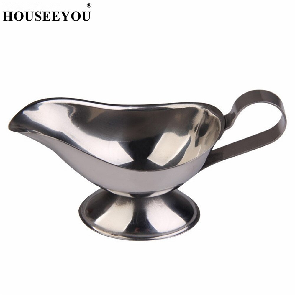 Classic 304 Stainless Steel Gravy Boats Beefsteak Gravy Sauce Boat Container Plate Tableware Seasoning Kitchen Tools Gadgets