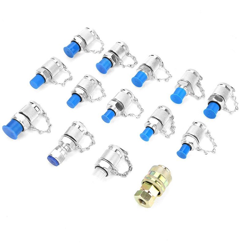 14Pcs Hydraulic Pressure Test Point Testing Coupling Adapter Set for Hydraulic System Kit