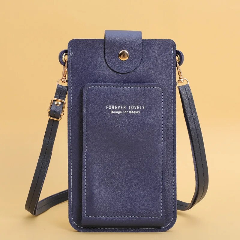 Damestassen Zachte Lederen Portefeuilles Touchscreen Mobiele Telefoon Portemonnee Crossbody Schouderriem Handtas Voor Dames Goedkope Damestassen: Deep Blue