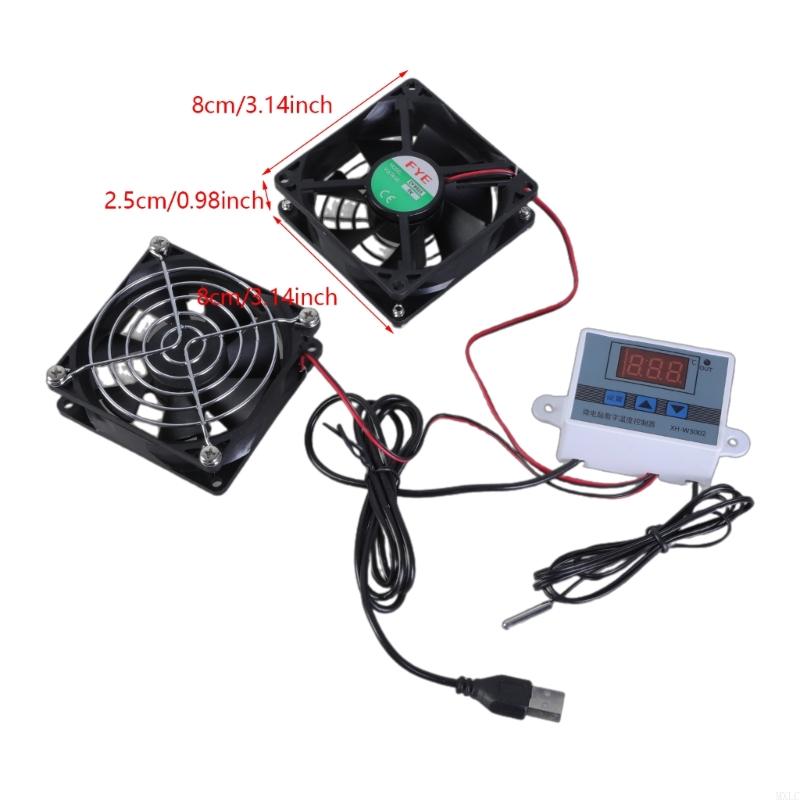 MXLC 2.5W Quiet USB Cabinets Fan with Adjustable Thermostat Metal Grille Cooling Fan for Home Theater and Pet Kennels