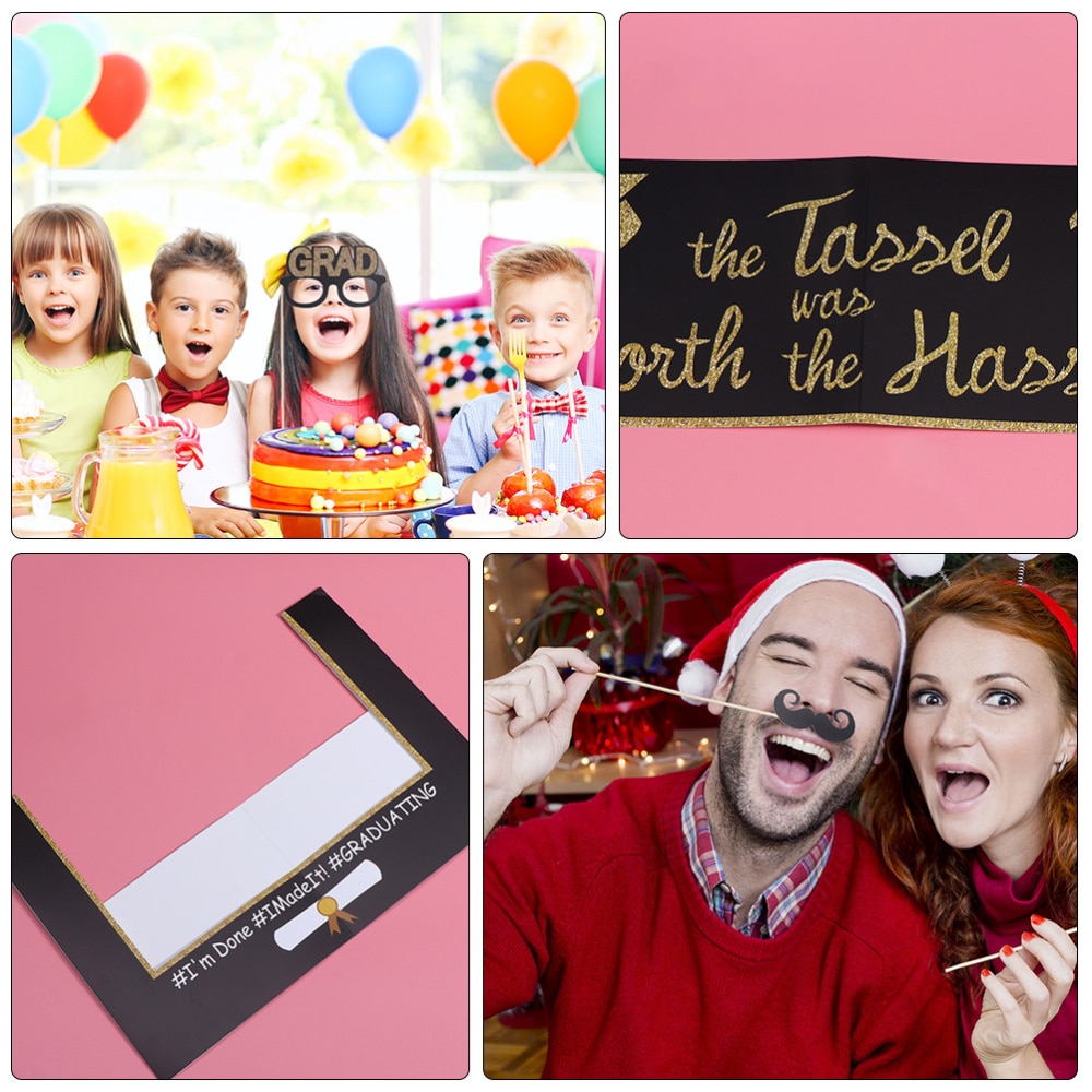 18pcs Photo Prop Photo Holder Photo Booth Frame Decor for Graduation Celebration