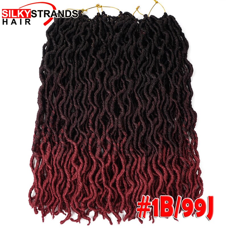 20inch 24 Strands Ombre Faux Locs Curly Crochet Hair Kanekalon Dread Locs Synthetic Senegalese Twist Hair Extensions for Women: #99J / 6Pcs/Lot