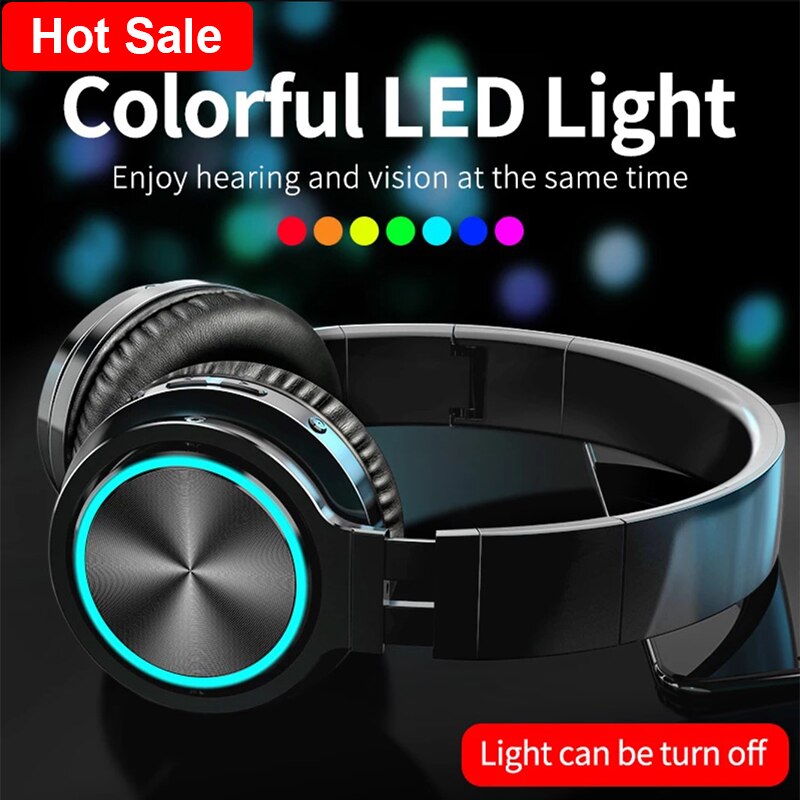 Draadloze Hoofdtelefoon Sterke Bass Bluetooth-Compatibel 5.0 Headset Noise Cancelling Koptelefoon Supoort Tf Card Headset Voor Telefoon Pc