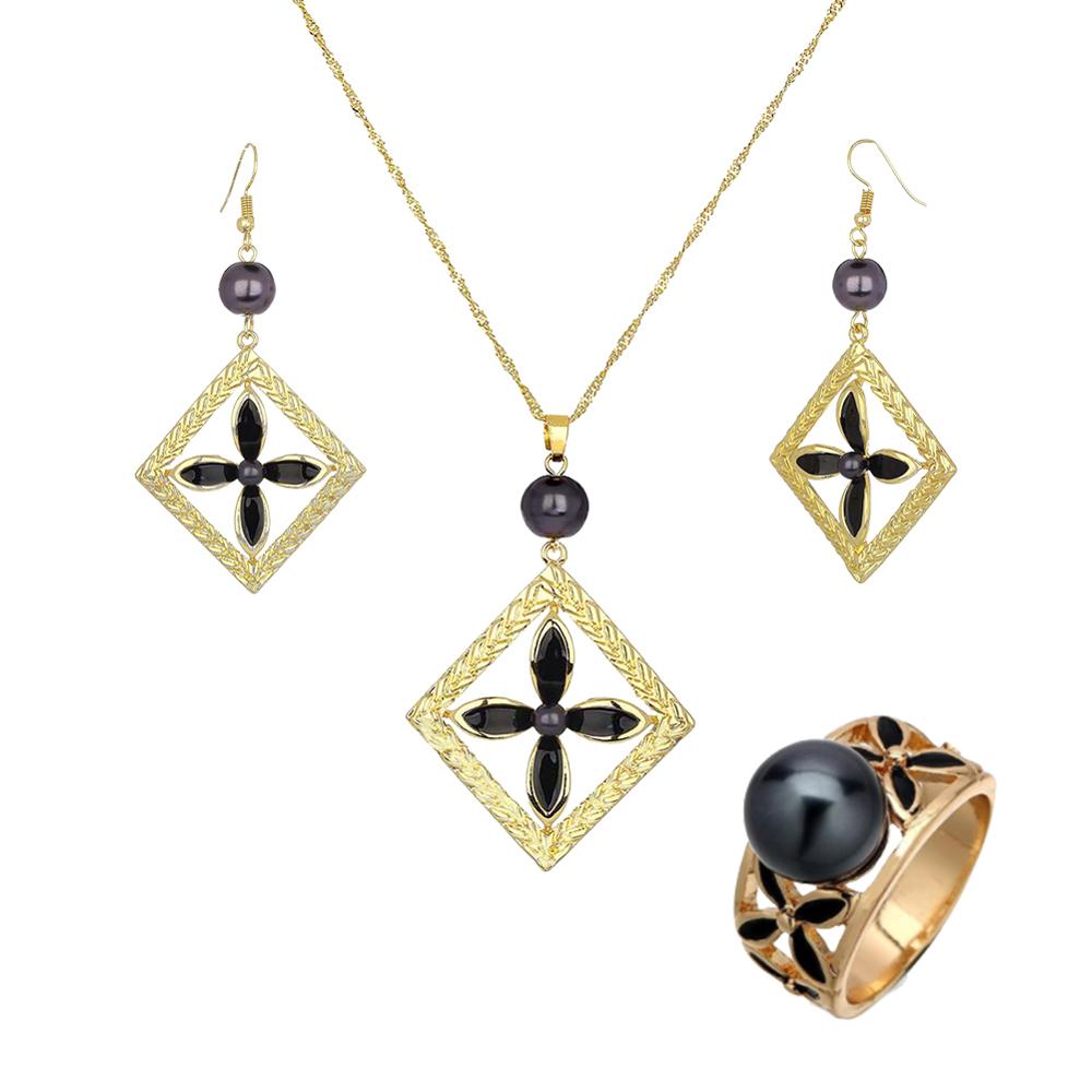 Cring Coco Hawaje polinezyjskie złote zestawy biżuterii damskie modny spadek kolczyki i naszyjniki aluminiowe pierścienie zestaw biżuterii 2020 gorący: 8