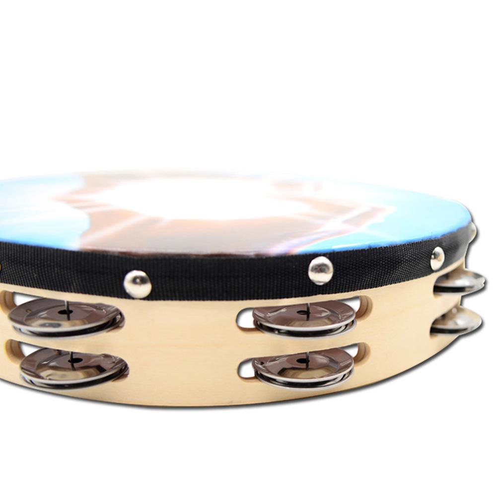 1pc 8 Inch or 10 Inch Handheld Wooden Double-row Tambourine Drum for Church Party Dance Prop Adults Kids Percussion Instrument