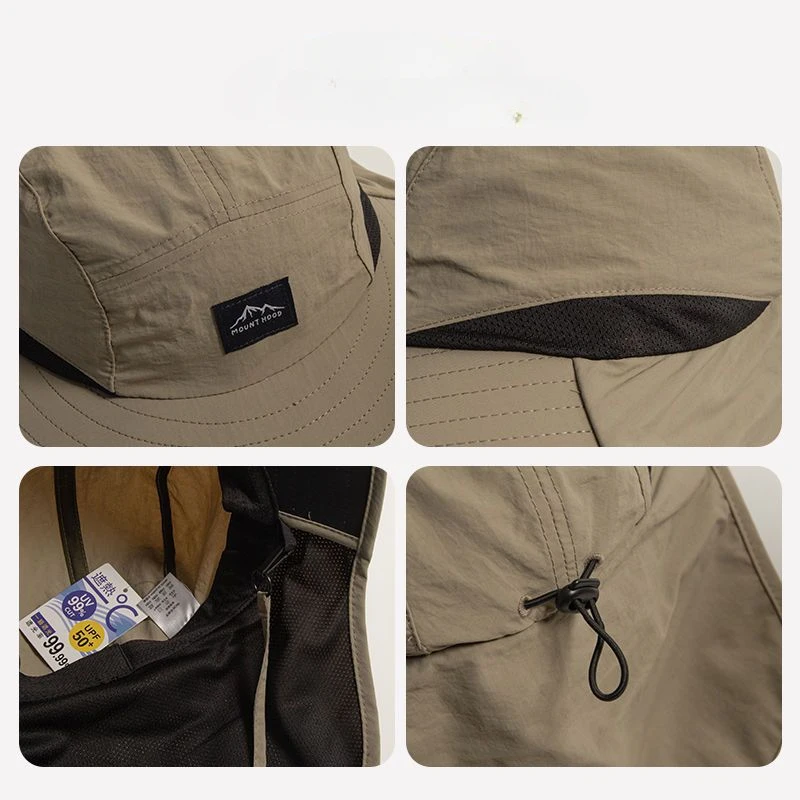 Cappellini Panama unisex estivi a tesa larga impermeabili e ad asciugatura rapida Cappelli a secchiello con visiera esterna Cappello da suola traspirante in rete con patta sul collo