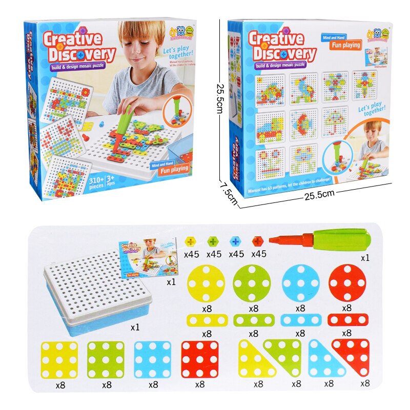Kids Elektrische Boor Moer Gemonteerd Match Tool Diy Model Kit Building Educatief Blokken Sets Speelgoed Voor Jongens Kinderen: no drill box 3