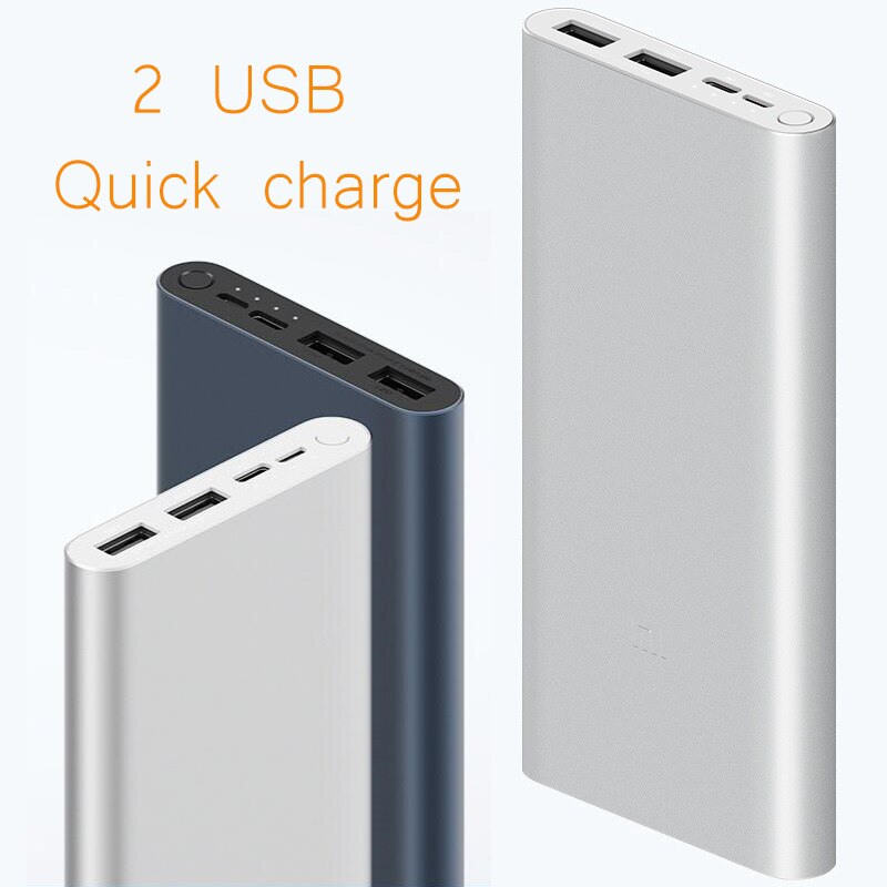 10000mAh Xiaomi Mi Power Bank 3 External Battery Bank 18W Quick Charge Powerbank 10000 with USB Type C for Mobile Phone