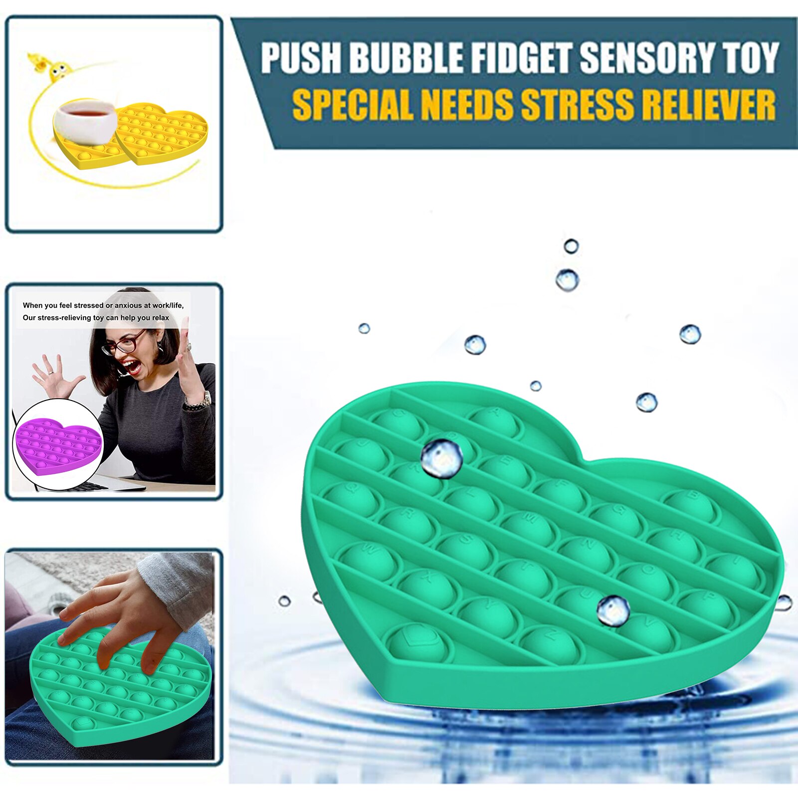 Push bubble fidget sensorisk legetøj stressaflastende varme form legetøj til voksen barn nin 668
