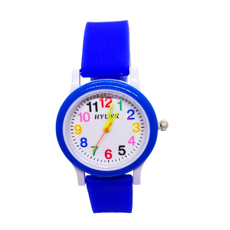Mange farver børneure ensfarvet rem sport digitale ure til drenge piger ur timer: Blå