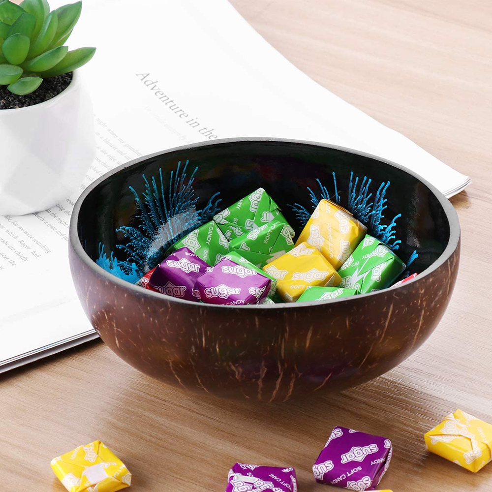 Kokosnøttskål smykker dekorative boller snacks oppbevaring servise tre håndverk kjøkken restaurant dekor tilbehør