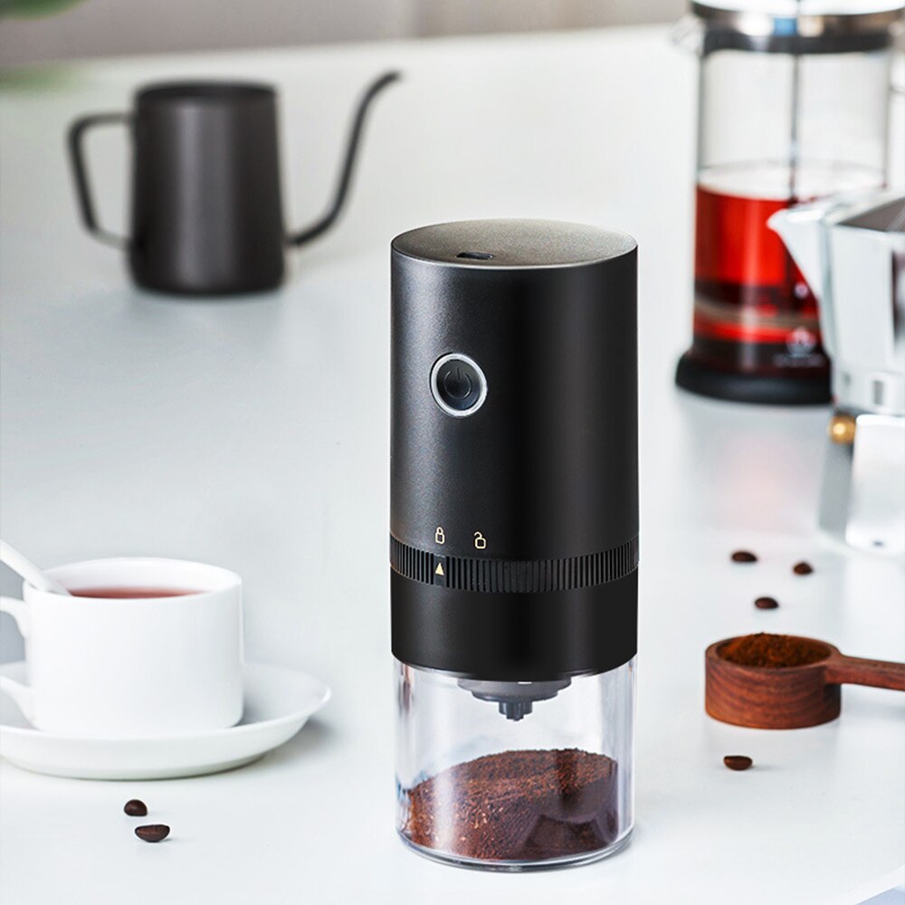 Coffee Bean Grinder Portable Electric Burr Coffee Grinder USB Rechargeable 6-Speed Adjustable Ceramic Core Grinding