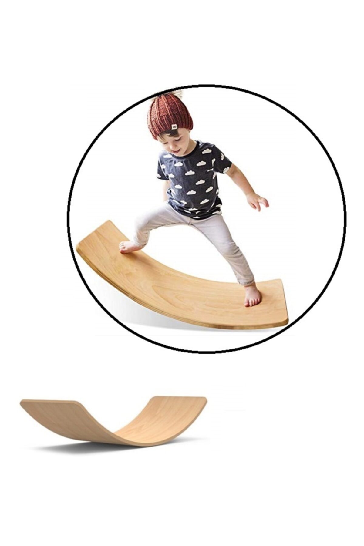 Wooden Balance Board Child Teenage Sport Seesaw Exercise Training Equipment Tahta50x27cm Plywood