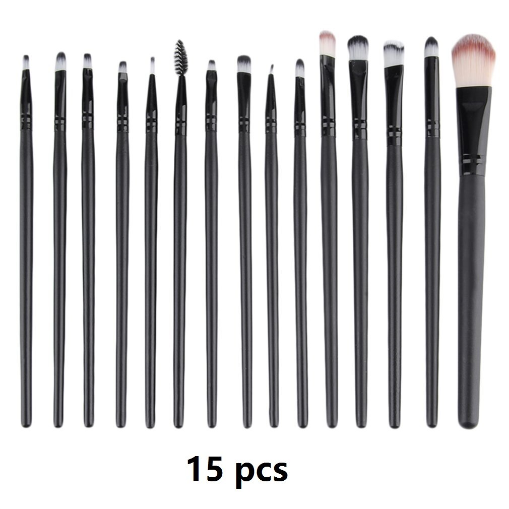 20 stk makeup børster pakke komplet make-up lip liner foundation concealer make up børster værktøjer essentielle sæt: Sort 15 stk
