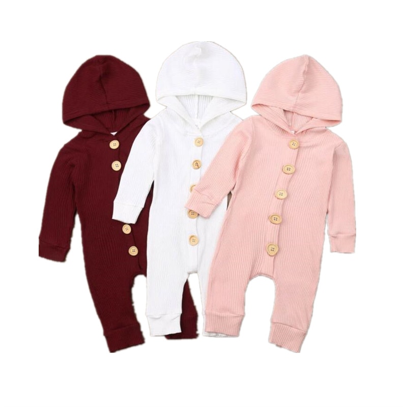 Baby Romper Peuter Baby Meisje Jongen Kids Gebreide Katoen Hooded Lange Mouwen Romper Jumpsuit Kleding Tops