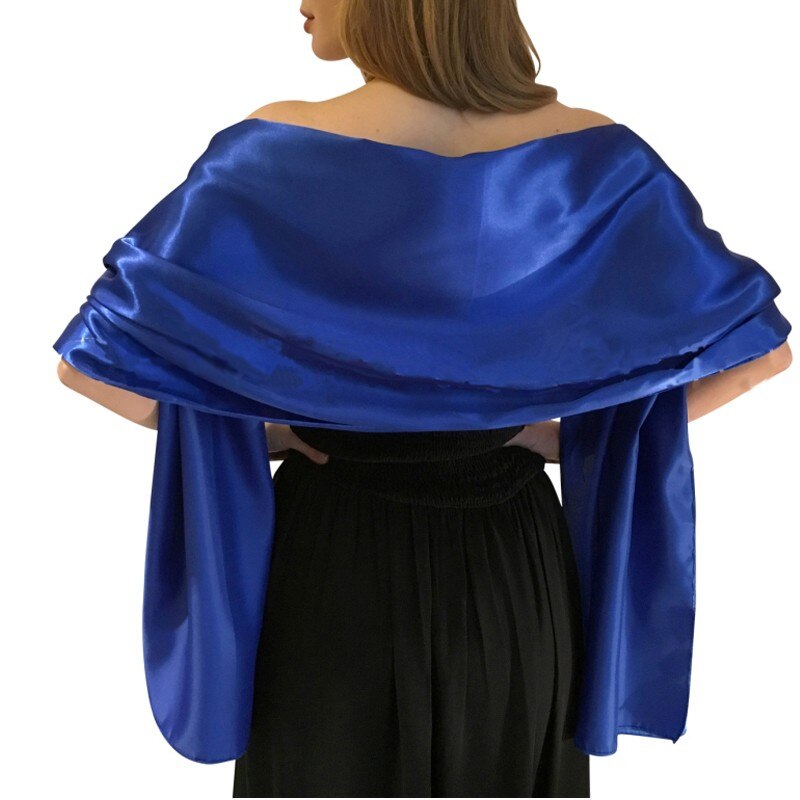 Sample Satijnen Bruids Wraps Vrouwen Sjaal 200*45 Cm Avondfeest Sjaal Bolero: Blauw