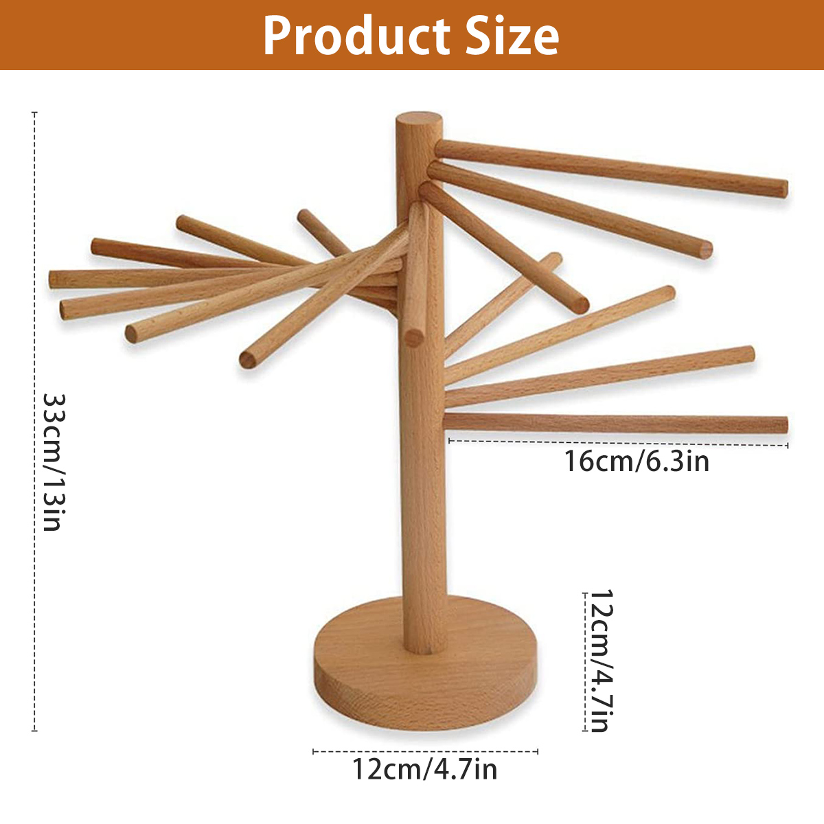 Opvouwbare Pasta Droogrek Houten Spaghetti Standaard Droger Met 16 Ophangstangen Zelfgemaakte Verse Noedelhanger Voor Thuiskeuken