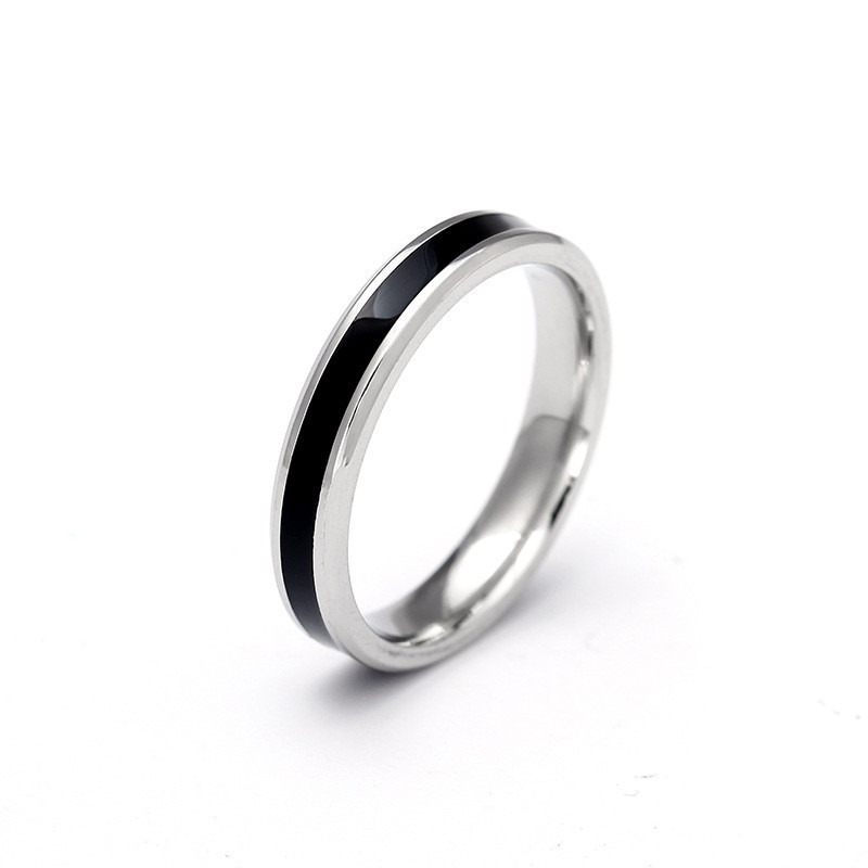 Minimalistische Zwart Wit Kleur Olie Wedding Bands Ring Voor Vrouwen Mannen Sieraden 4/6 Mm Rvs Engagement Paar ring Anniversa: 10 / 4mm Black