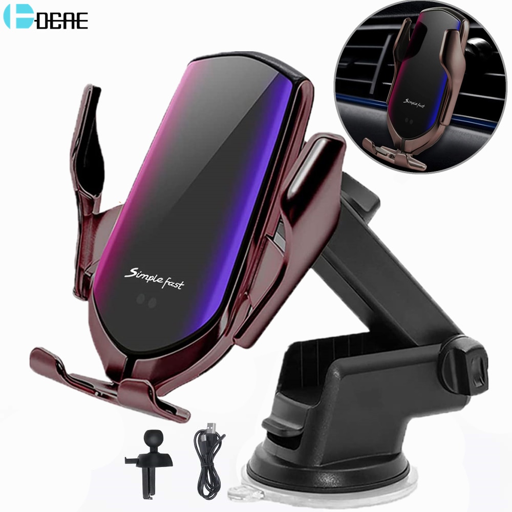 15W Wireless Car Charger Mount - Infrared Induction QI Fast Charging Station for iPhone 12 11 XS X 8