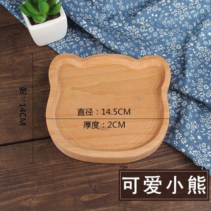 Plateau en bois japonais en bois enfants dessin animé assiette à dîner solide plat rond en bois gâteau pain dessert assiette de fruits: 8