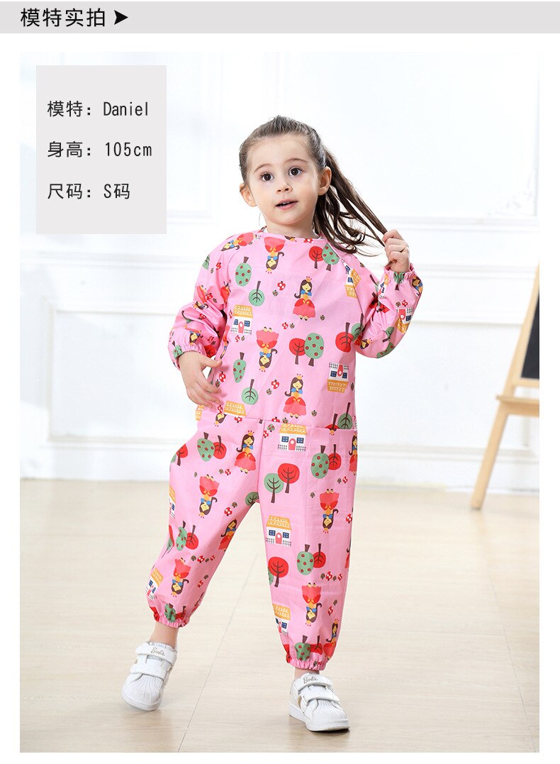 90 ~ 120Cm Baby Overalls Regenjas Kleding Polyester Spelen Water Zand Sneeuw Kids Jongens Meisjes Sportscartoon Jas Met Broek sets