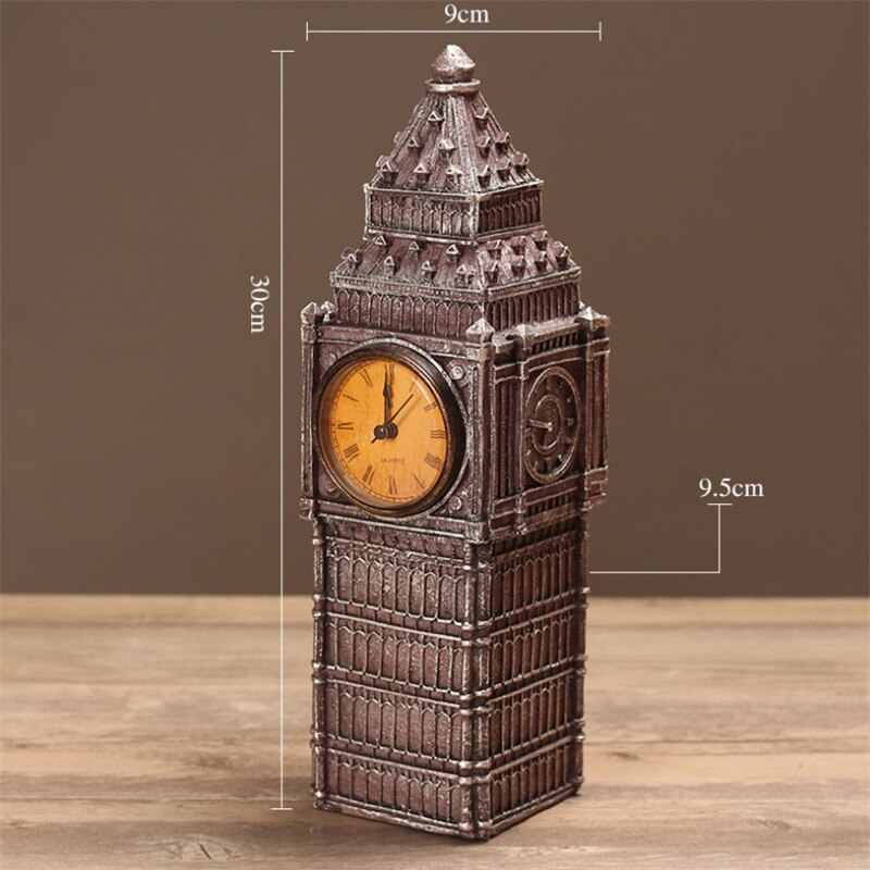Europeisk stil harts retro big ben bordsklocka sovrum säng tyst klocka restaurang bar dekoration hantverk