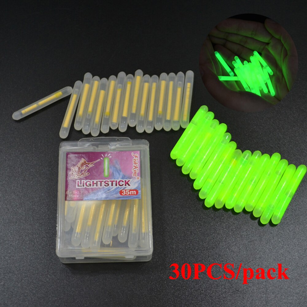 Fish king fishing light stick 30 stk/lott 4.5 mmx 40mm natt fiskeflott kjemikalie lys fisk fluorescerende selvlysende flytelys