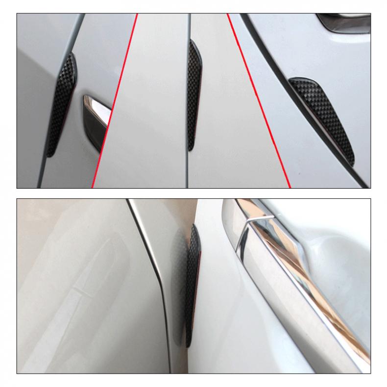4 Bandes Anti Collision Fibre Carbone Protection Porte Voiture - Pare-Chocs Anti Frottement Universel Noir