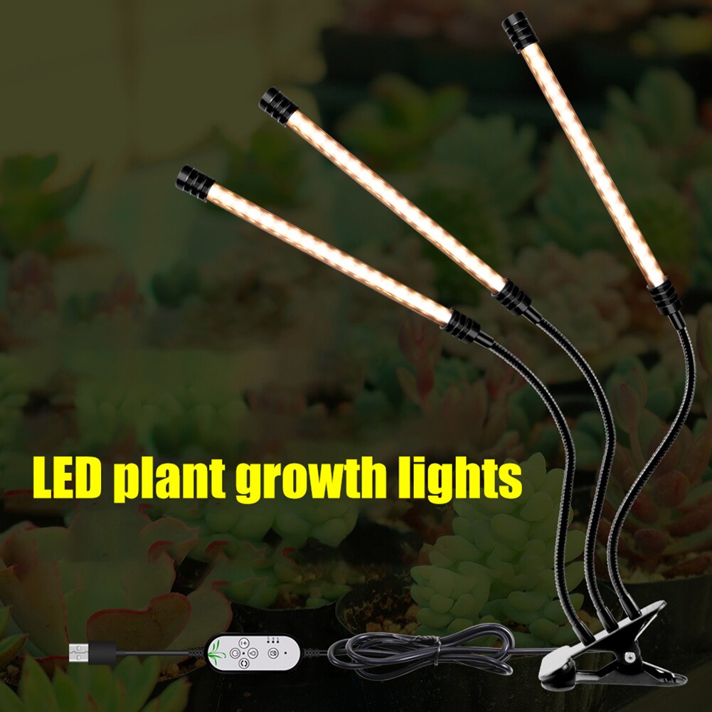 LED Plant Grow Light 5 Light Dimming Timing Flexible Clip USB Linear Seedling Lamp Full Spectrum Waterproof Plant Fill Light