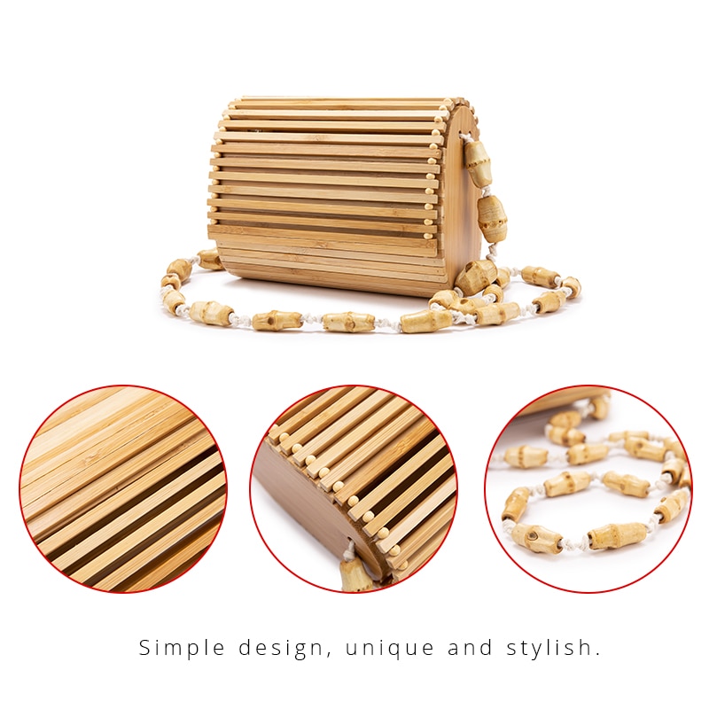 LOVEVOOK Bamboo bag Wood crossbody shoulder bag women summer beach flap ladies messenger bag
