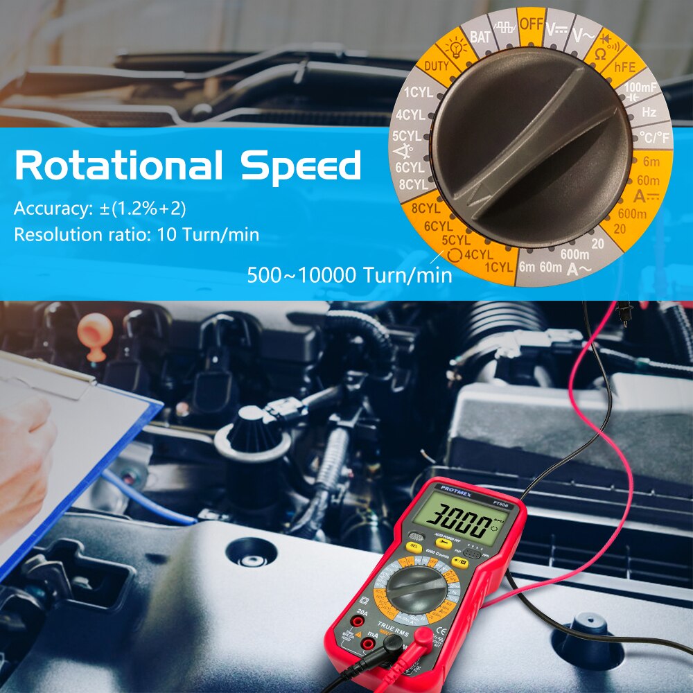 PROTMEX 6000 counts Display TRMS Autoranging Automotive Car Motor Multimeter Frequency Capacitance