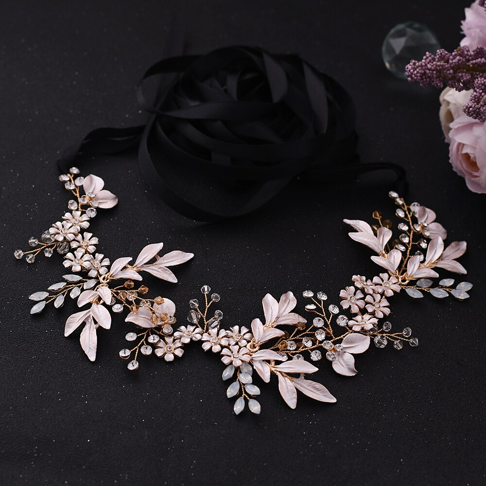 Trixy  sh278- g champagne gouden riem trouwriemen strass riemen bruidsjurk riem bruiloft accessoires bruidssjerp bruidsriem: Zwart lint