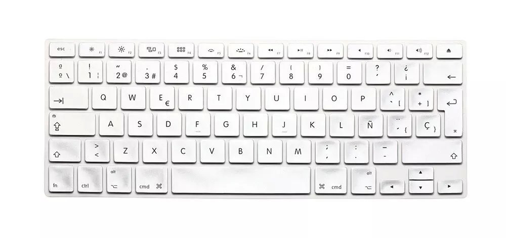 Silikone spansk bogstav tastatur cover til macbook air pro retina 13 15 17 beskytter til mac book tastatur spansk spanien eu: Sølv