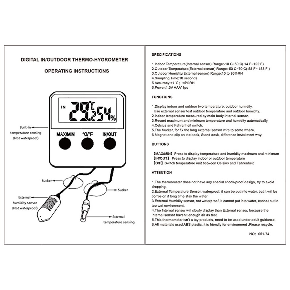 Digital Temperature And Humidity Meter Incubator Pet Dog Tortoise Hatching Eggs Sensor Digital LCD Display