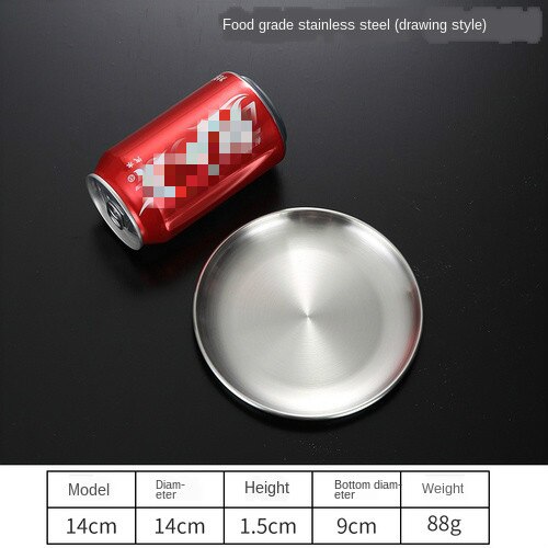 304 Stainless Steel round Plate Western Restaurant Bone Tray Dish Shallow dishes dinner plates set dish sets: 14cm Matte