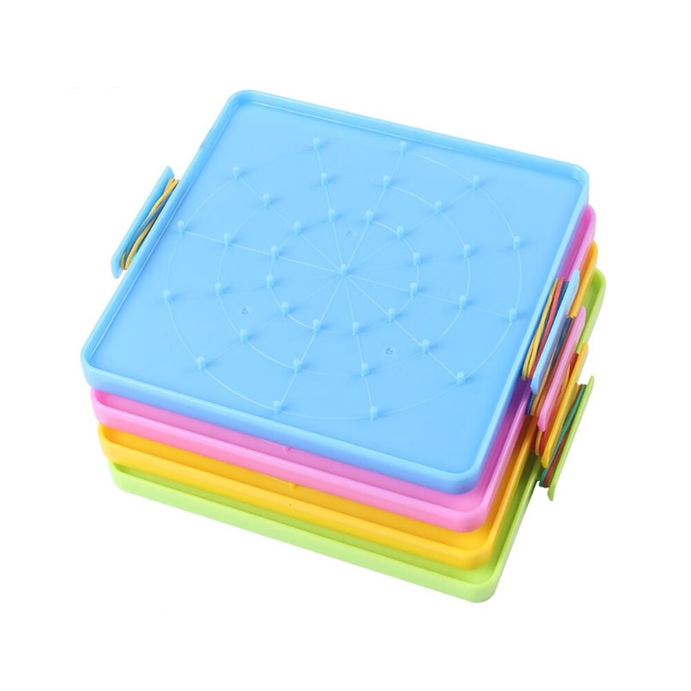 4 Stuks 16X16Cm Dubbelzijdig Array Nail Geoboards Kinderen Educatief Speelgoed Cadeau Voor Kinderen Primaire Wiskunde onderwijs Met Elastiekjes